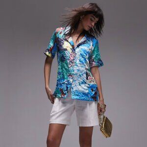 NWT! TOPSHOP Resort Print Shirt in Multi